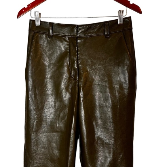 Aritzia Babaton Command Cropped Vegan Leather Pants-Olive Green- Size 6 - Picture 4 of 15